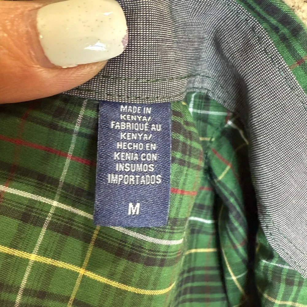 Izod Green Blue Plaid Casual Shirt